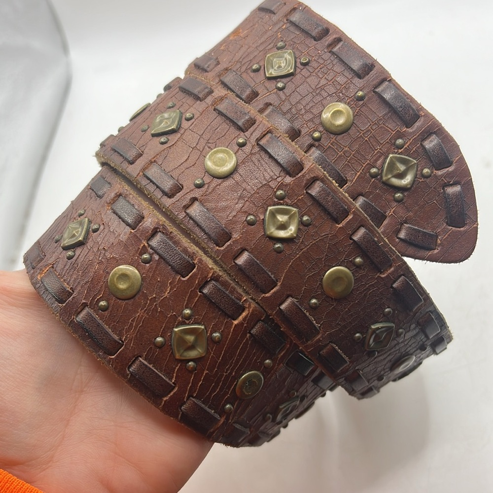 Lucky Brand Womens Belt Brown Leather Size XS Studded - Picture 7 of 9